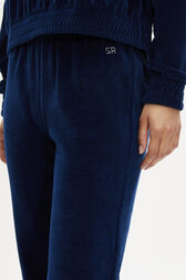 Flared velvet trousers Blue duck details view 2