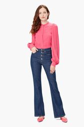 High Waisted Stretch Denim Jeans Baby blue front worn view