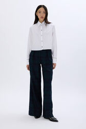 Poplin cropped shirt White front worn view