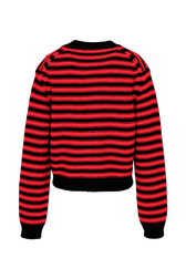 Cardigan Big Poor Boy rayé femme Raye noir/rouge vue de dos