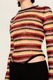 Women Striped Fluffy Bodysuit Multico crea details view 6