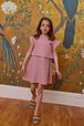 Striped Girl Short Dress Red/white front worn view