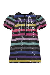 Striped Sequins Girl Dress Multico back view