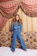 Denim trousers Blue front worn view