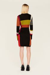 Women Multicolor Alpaca Short Dress Multico crea back worn view