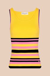 Women Multicolor Striped Tank Top Orange front view