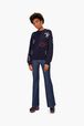 SR Iconic Symbols Sweater Black/blue front worn view
