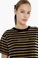 Women Striped Velvet T-Shirt Black details view 2