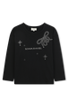 Rhinestone long sleeve top Black front view