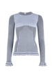 Pull en maille à côtes Bleu vue de face