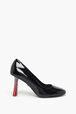Escarpins en cuir verni noir avec talons à strass Noir vue de face