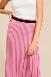 Jupe longue maille côtelée femme Rose vue de détail 2