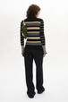 Long-Sleeved Crew-Neck Jumper Black/ecru back worn view