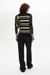 Long-Sleeved Crew-Neck Jumper Black/ecru back worn view