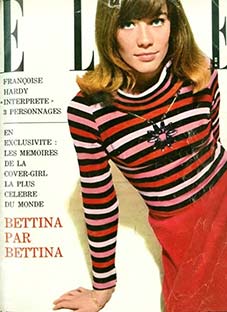 Françoise Hardy portant un pull rayé femme Françoise Hardy portant un pull rayé femme