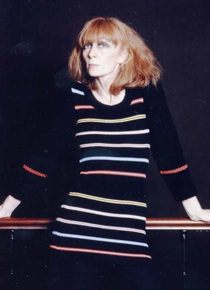 Sonia Rykiel wearing a multicolor striped sweater for women