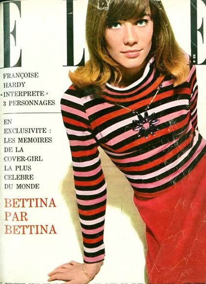 Françoise Hardy portant un pull rayé femme Françoise Hardy portant un pull rayé femme