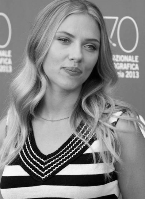 Scarlett Johansson wearing a striped top for women