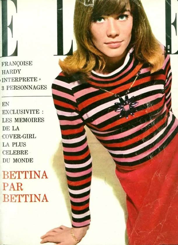 Françoise Hardy portant un pull rayé femme Françoise Hardy portant un pull rayé femme
