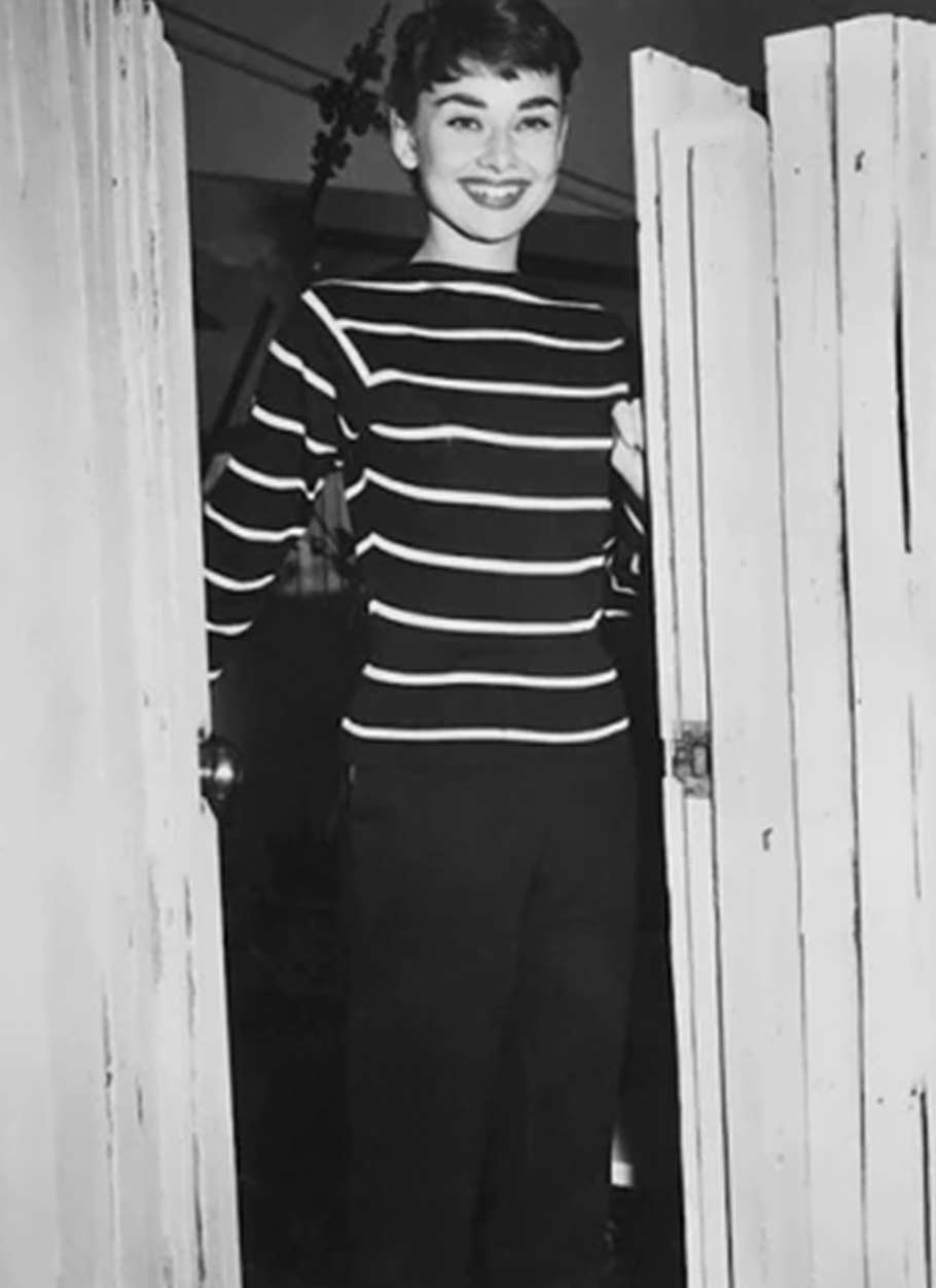 Audrey Hepburn wearing a striped sweater for women