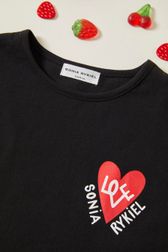 T-shirt fille motif love Noir vue de détail 2
