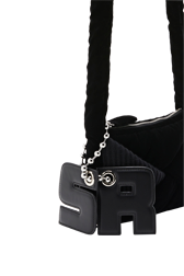 Women - Camera Demi-Pull  mini velvet bag, Black details view 1