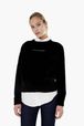 Women Solid - Women Velvet Sweatshirt, Black details view 2