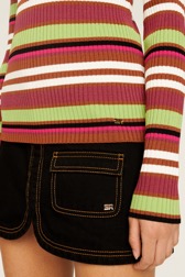 Women Maille - Multicolored Striped Sweater, Multico emerald striped details view 3