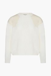 Women - Wool Twisted Sweater, White front view