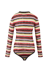 Women Striped Fluffy Bodysuit Multico crea back view