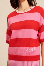 Women - Short Sleeve Pullover stripes, Pink details view 2