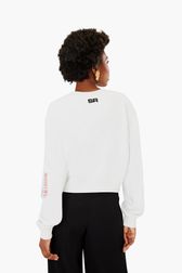 SR Crop Sweatshirt White back worn view
