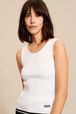 Women - Twisted Knit Tailored Top, White details view 2