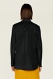 Women Solid - Women Velvet Shirt, Black back worn view