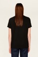 Women Solid - Cotton Jersey T-Shirt, Black back worn view