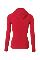 Women Maille - Ribbed Wool Hoodie, Red back view