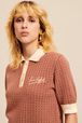 Women - Women Geometric Print Short Sleeve Polo Shirt, Brun details view 2