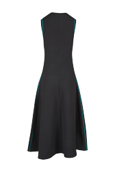 Femme Maille - Robe longue bicolore femme, Noir vue de dos