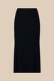 Women - Women Ribbed Knit Long Skirt, Black back view
