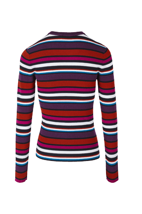 Women Maille - Women Ribbed Wool Sweater, Multico striped back view