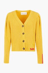 Women - Wool Cardigan SR, Yellow front view