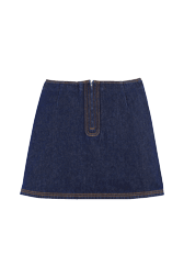 Women Solid - Denim Short Skirt, Raw back view