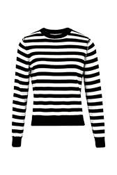 Women Raye - Women Brushed Poor Boy Striped Sweater, Black/white front view