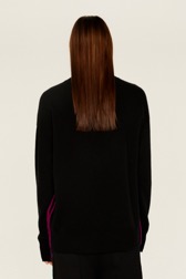 Women Maille - Women May 68 Intarsia Wool Sweater, Black back worn view