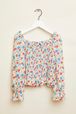 Floral Print Girl Blouse with Balloon Sleeves Multico back view
