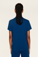 Women Solid - Cotton Jersey T-Shirt, Prussian blue back worn view