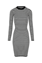 Women Raye - Women Chaussette Long Striped Dress, Black/white front view