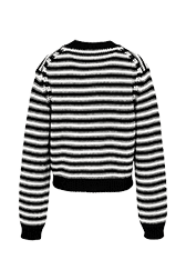 Women Raye - Women Big Poor Boy Striped Cardigan, Black/white back view