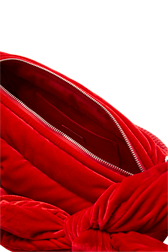 Femme - Sac baguette Demi-Pull  en velours, Rouge vue de détail 2