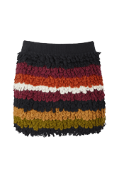 Women Maille - Short Woolen Skirt Bouclette, Multico crea striped front view